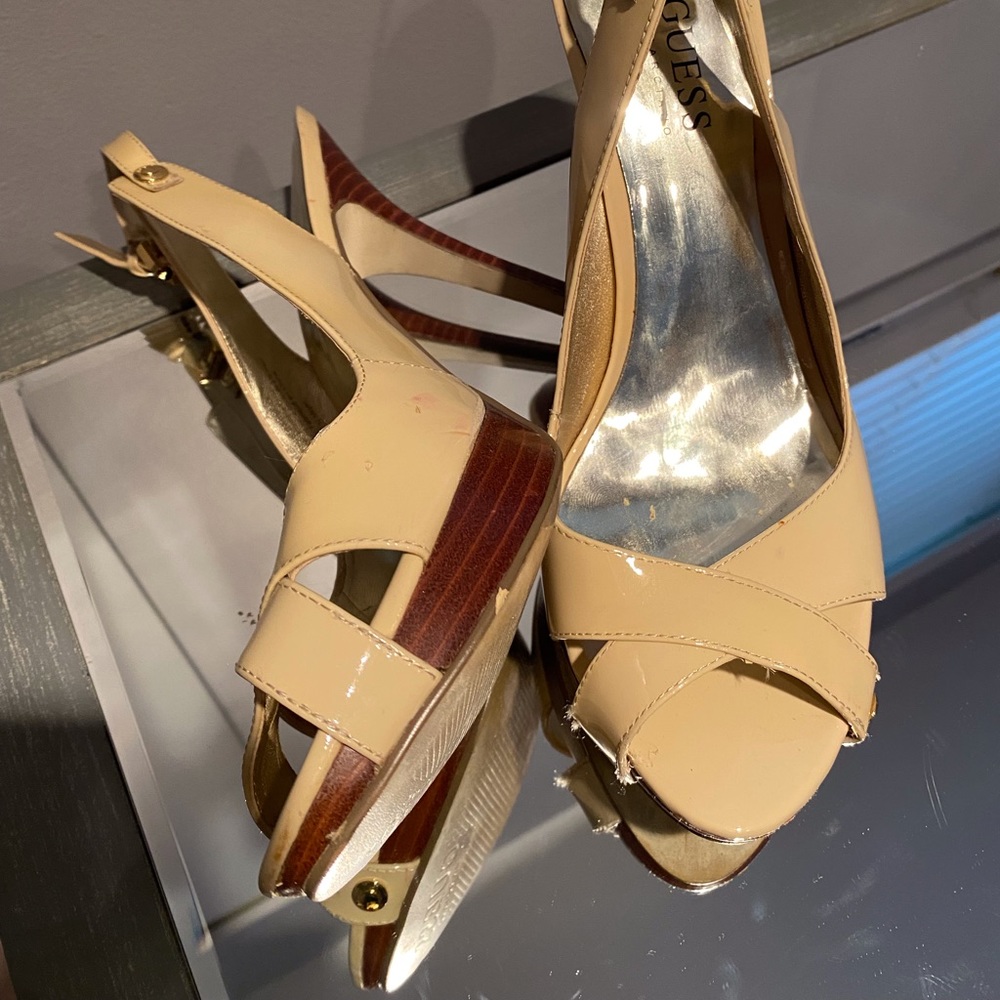 Cream colour Guess brand sling back pumps - Picture 8 of 10